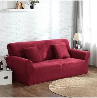 Защитный чехол на двухместный диван Diana Textile Plush Velvet 145-185 см al2045-2-seater-145-185-wine-red фото