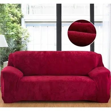 Захисний чохол на двомісний диван Diana Textile Plush Velvet 145-185 см al2045-2-seater-145-185-wine-red фото