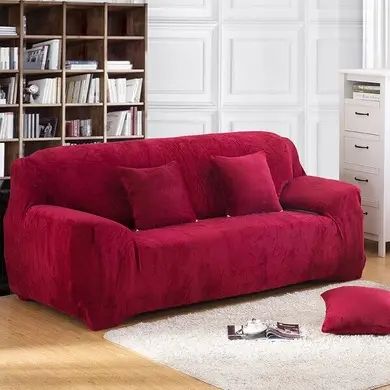 Захисний чохол на двомісний диван Diana Textile Plush Velvet 145-185 см al2045-2-seater-145-185-wine-red фото