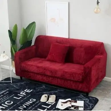 Защитный чехол на двухместный диван Diana Textile Plush Velvet 145-185 см al2045-2-seater-145-185-wine-red фото