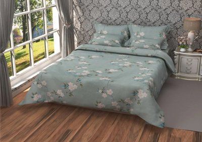 Стьобане покривало або літня ковдра зелена " Квіти" posmar87558 фото