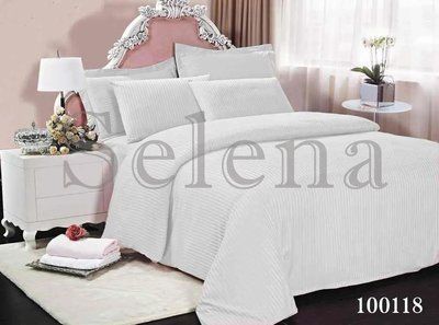 Постільна білизна бязь євро Selena White Stripe 100118 100% бавовна 135 г/м2 100118-03 фото