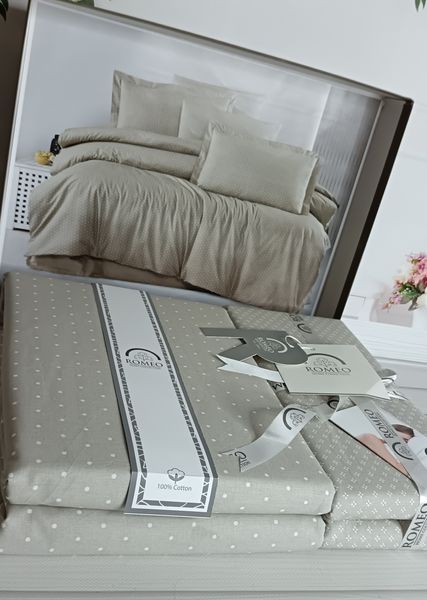 Poplin Goroh bej постель из поплин Евро размер Romeo home Турция Sul-60403 фото