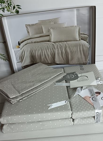 Poplin Goroh bej постель из поплин Евро размер Romeo home Турция Sul-60403 фото