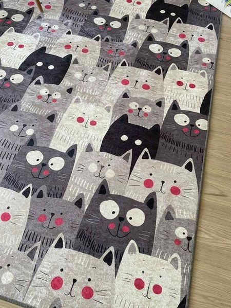 Детский коврик безворсовый Chilai Home Cats Gri, Серый, 140x190 см ch-cats фото