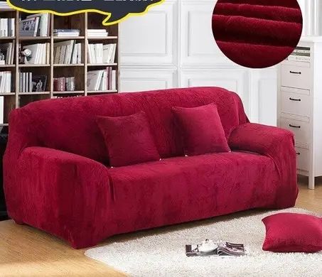 Защитный чехол на двухместный диван Diana Textile Plush Velvet 145-185 см al2045-2-seater-145-185-wine-red фото