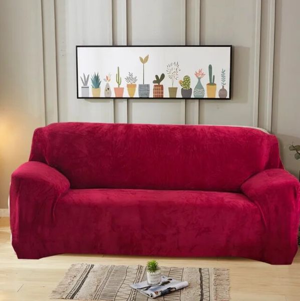 Защитный чехол на двухместный диван Diana Textile Plush Velvet 145-185 см al2045-2-seater-145-185-wine-red фото