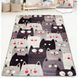 Детский коврик безворсовый Chilai Home Cats Gri, Серый, 140x190 см ch-cats фото 1