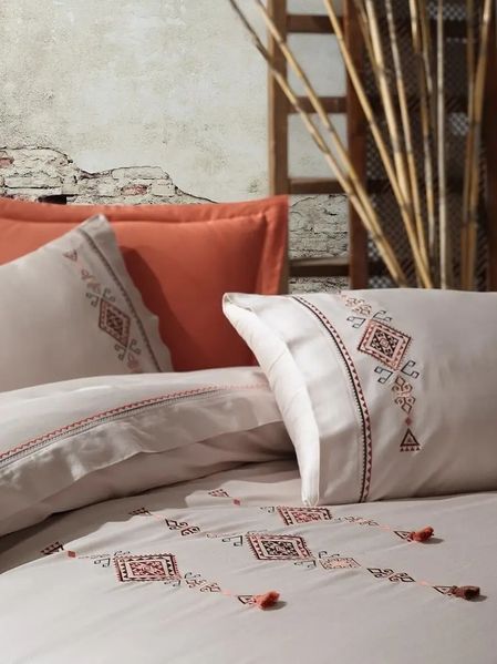Постельное белье Dantela Vita Tilbe Beige Сатин с вышивкой d-c22307826 фото