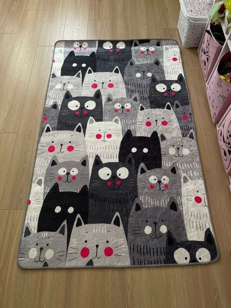 Детский коврик безворсовый Chilai Home Cats Gri, Серый, 100x160 см ch-cats-1 фото
