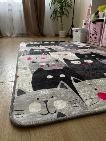 Детский коврик безворсовый Chilai Home Cats Gri, Серый, 100x160 см ch-cats-1 фото