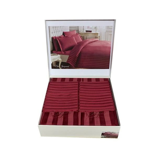 Постільна білизна сатин жаккард Tivolyo Home NEW JACQUARD BORDO Євро 200х220 см 240х260 см 50х70см (4шт) p_s_k_760203 фото