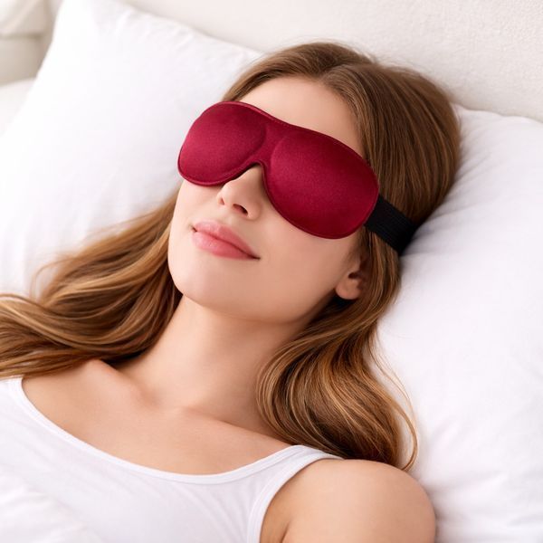 3D маска для сну з застібкою-липучкою 3dmask-bordo фото