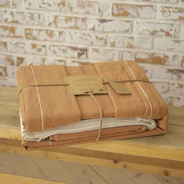 Комплект постільної білизни 200х220 LA MODNO MASSIMO PALE BROWN hr-ln200212 фото