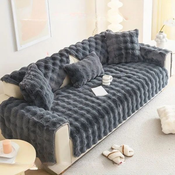 Мягкая накидка для дивана меховая Diana Textile 1 шт al-Dark-Grey-160 фото