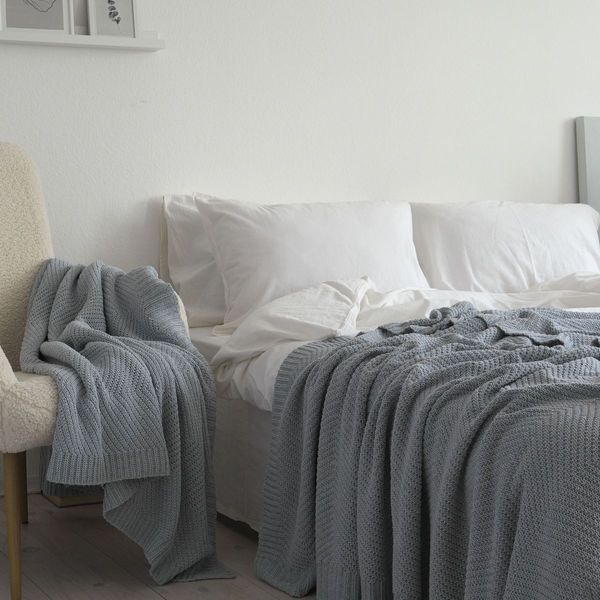 Покрывало LA MODNO WoolCotton Balance Sky Gray, Серо-небесный, 220x240 см, Евро Макси hr-ln200424 фото