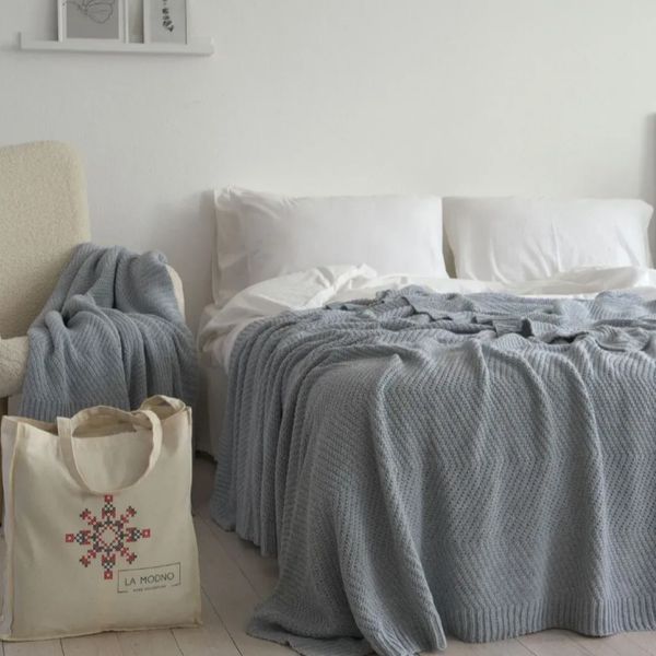 Покрывало LA MODNO WoolCotton Balance Sky Gray, Серо-небесный, 220x240 см, Евро Макси hr-ln200424 фото