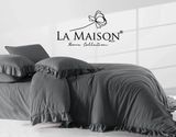 Постельное белье вареный хлопок La Maison Weens Weens Сharcoal с рюшами Евро 200х220 см LaMaison_41157 фото