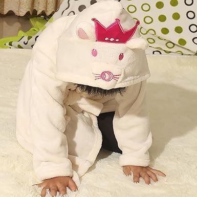 Халат детский с капюшоном со зверюшкой, детские банные халаты для мальчиков и девочек, длинный рукав (Білий 120см) 10024-120см-Білий фото