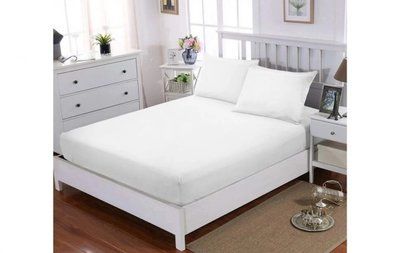 Простыня на резинке белая в наборе с наволочками U-tek хлопок Stripe White 160х190 posmar66576 фото