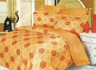 Атласное постельное белье на резинке Евро Le Vele ROXY ORANGE низ 100% хлопок, верх искусственный шелк 0107.SAL.00.00.000.02.016 фото