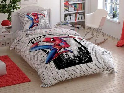 Детский и подростковый комплект TAC Spiderman Cloudy Ранфорс / простынь на резинке 60259521 фото