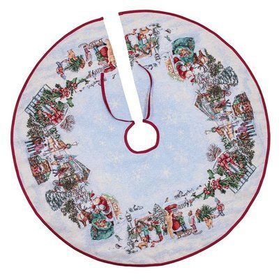 Юбочка под елку гобеленовая VILLAGE Limaso, Ø90, Круглое, Новогодний, Серебряный люрекс, 75% полиэстер, 22% хлопок, 3% акрил, Гобелен lim_VILLAGE-SD фото