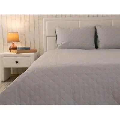 Двостороннє декоративне покривало Velour Ромб, 220x240 см, Євро, Grey Темно-сірий 330.55_Grey_ромб фото