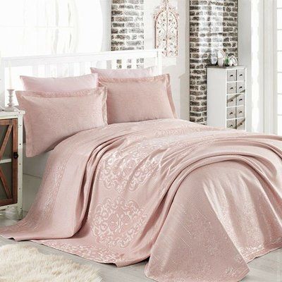 Покрывало жаккард с наволочками Dantela Vita - Mina pudra пудра евро svt-2000022328418 фото