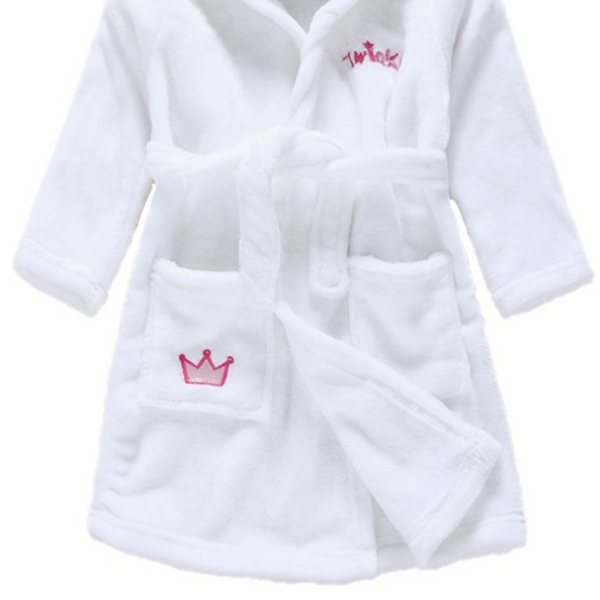 Халат детский с капюшоном со зверюшкой, детские банные халаты для мальчиков и девочек, длинный рукав (Білий 120см) 10024-120см-Білий фото