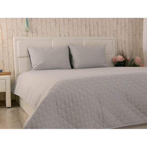 Двустороннее декоративное покрывало Velour Ромб, 220x240 см, Евро, Grey Темно-серый 330.55_Grey_ромб фото