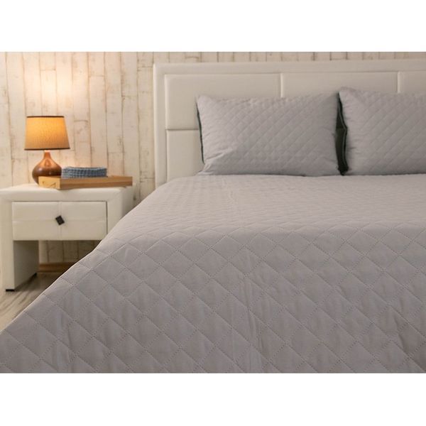 Двустороннее декоративное покрывало Velour Ромб, 220x240 см, Евро, Grey Темно-серый 330.55_Grey_ромб фото
