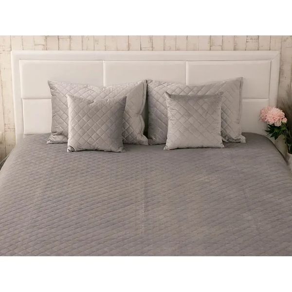 Двостороннє декоративне покривало Velour Ромб, 220x240 см, Євро, Grey Темно-сірий 330.55_Grey_ромб фото