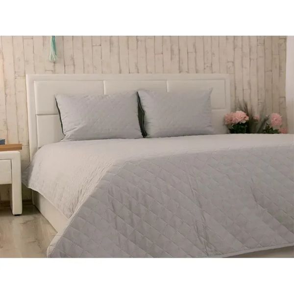 Двостороннє декоративне покривало Velour Ромб, 220x240 см, Євро, Grey Темно-сірий 330.55_Grey_ромб фото
