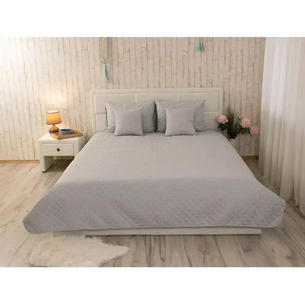 Двостороннє декоративне покривало Velour Ромб, 220x240 см, Євро, Grey Темно-сірий 330.55_Grey_ромб фото