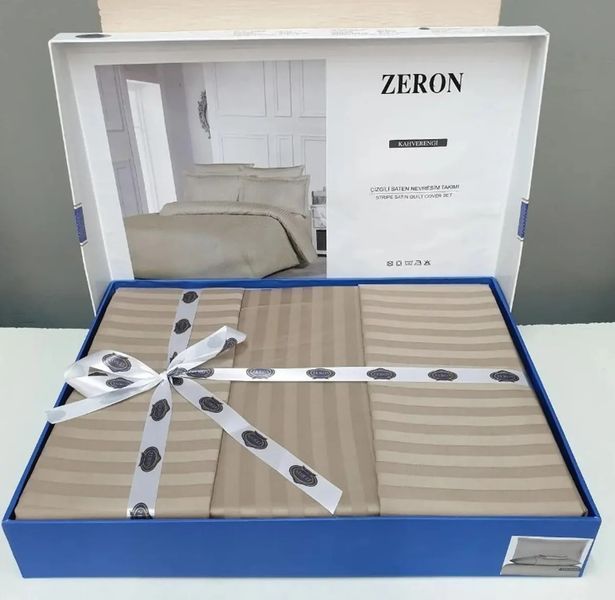 Постільна білизна сатин страйп Zeron ACIK KAHVE Полуторний 160х220 см 180х240 см 50х70см (1шт) 70х70см (1шт) p_s_k_17890 фото