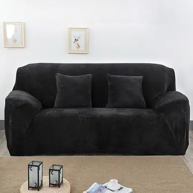 Захисний чохол на двомісний диван Велюровий Diana Textile Plush Velvet 145-185 см al2045-2-seat-black фото