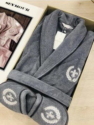 Чоловічий махровий халат з тапочками Maison D'or Seymour Antracite seymour-antracit-l фото