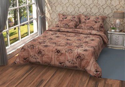 Стегане покривало або літня ковдра коричнева " Маки" posmar87555 фото