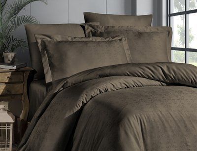 Комплект постільної білизни First Choice Jacquard Satin Amore JS-216-Amore-Brown-Євро фото