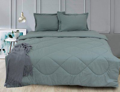Комплект постільної білизни з ковдрою TAG Elegant Green Grey Odleto-015 фото