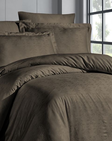 Комплект постільної білизни First Choice Jacquard Satin Amore JS-216-Amore-Brown-Євро фото