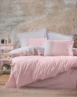 Комплект постільної білизни Cotton Box Folk Art Mila Pembe 200x220 Cbox_010077830 фото