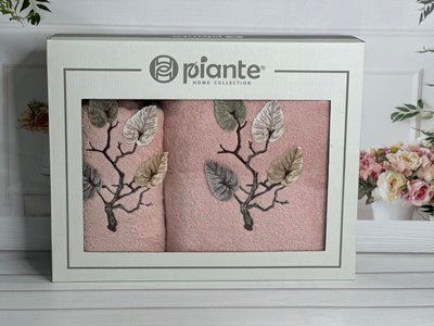 Piante Listik persik 3D 2в1 бавовняні рушники Туреччина, Durul Sul-5790 фото