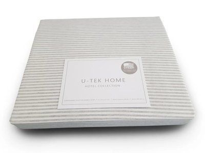 Простирадло на гумці Grey 10 Stripe U-tek бавовна Hotel Collection сіре 140х200 posmar63474 фото