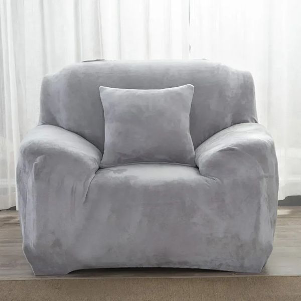 Набір велюрових чохлів на 4-місний диван + 2 крісла Diana Textile al2045-4set-Light-gray фото