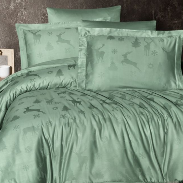Комплект постельного белья First Choice Jacquard Satin Midas JS-217-Midas-Crepe-Green-Євро фото