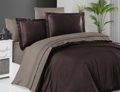 Комплект Deluxe SATIN S-401 Serenity Dark Brown & Mink S-401-Serenity-Dark-Brown-&-Mink-Євро фото