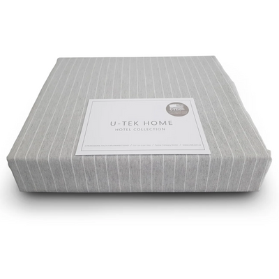 Простынь на резинке Grey-White Stripe U-tek хлопок Hotel Collection posmar63544 фото