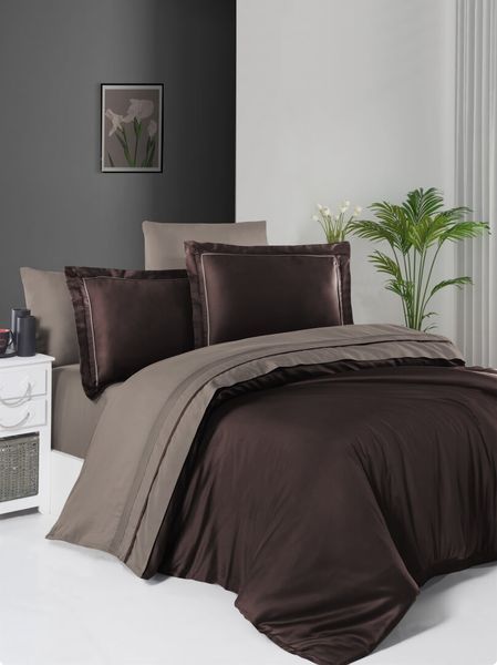 Комплект Deluxe SATIN S-401 Serenity Dark Brown & Mink S-401-Serenity-Dark-Brown-&-Mink-Євро фото